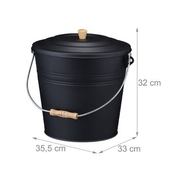 Відро для сміття Relaxdays чорного кольору з кришкою, 12 літрів