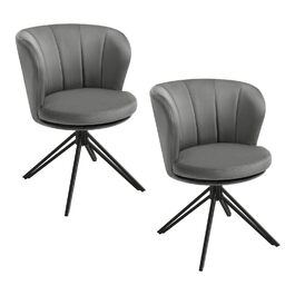 Крісла для обідньої зони WOLTU (2 шт), крісла з обертанням на 360°, м'які крісла з велюру, крісла для макіяжу з підлокітниками, ергономічні, витримують до 150 кг, темно-сірий колір