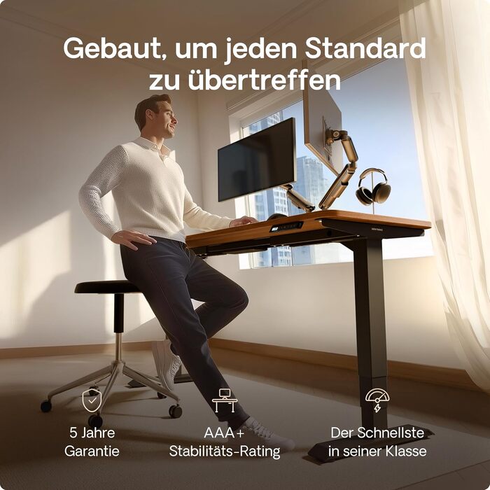 Електричний стіл Desktronic HomePro 160x80 см з регулюванням висоти, подвійний тихий мотор, сенсорне управління, підвищена вантажопідйомність, для дому та офісу
