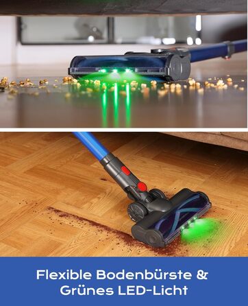 Бездротовий акумуляторний пилосос V15: 50 хвилин роботи, 40KPA, 450W, LED, для видалення шерсті тварин, темно-синій