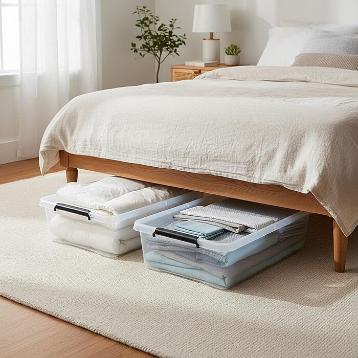 Набір 4 пластикові контейнери Astor24 для зберігання 60 ялинкових іграшок (29 л кожен) - для різдвяних прикрас, харчовий пластик, стекуються