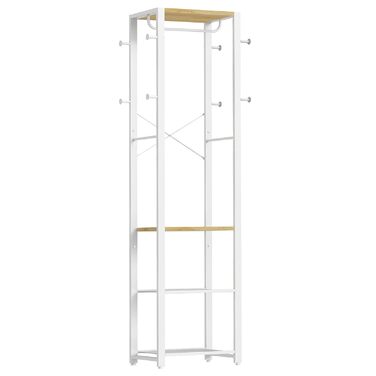 HOOBRO Лежак для одягу з полицями для взуття, білий та дерев'яний, EWN04YM01