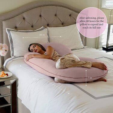 Подушка для вагітних Pharmedoc, C-подібна подушка для сну на боці, підтримка спини, стегон, ніг, живота для вагітних (органічна, рожева цукрова вата)