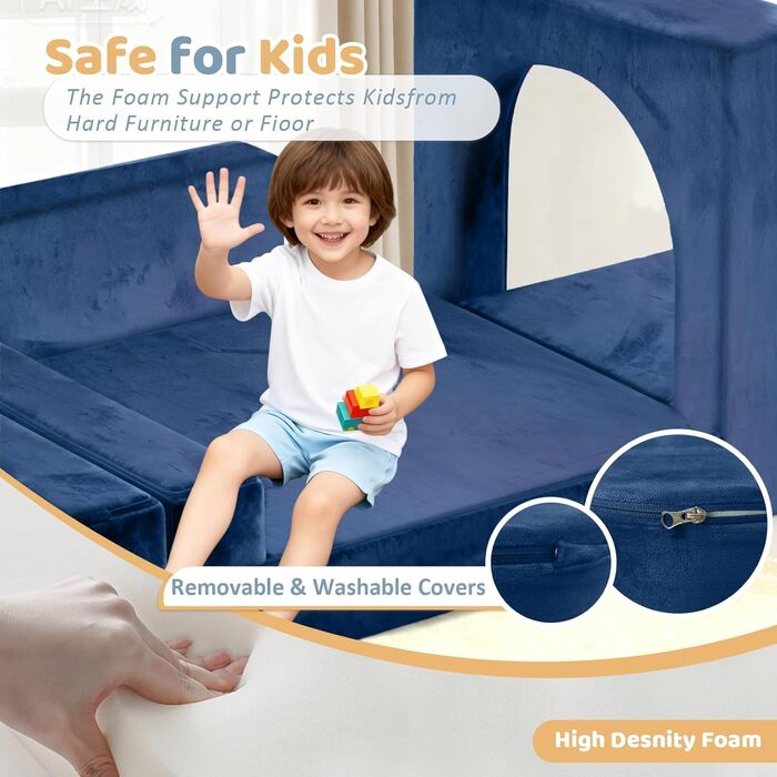 Модульне дитяче диван-конструктор 12 в 1 – сертифікат CPC, дитячий диван-трансформер, дитячий кушетка з міцних пінопластових подушок, ідеальний для дитячої кімнати