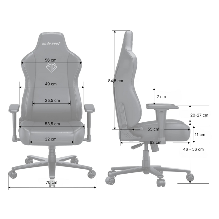 Крісло ігрове Anda Seat Novis Gray Fabric Size XL
