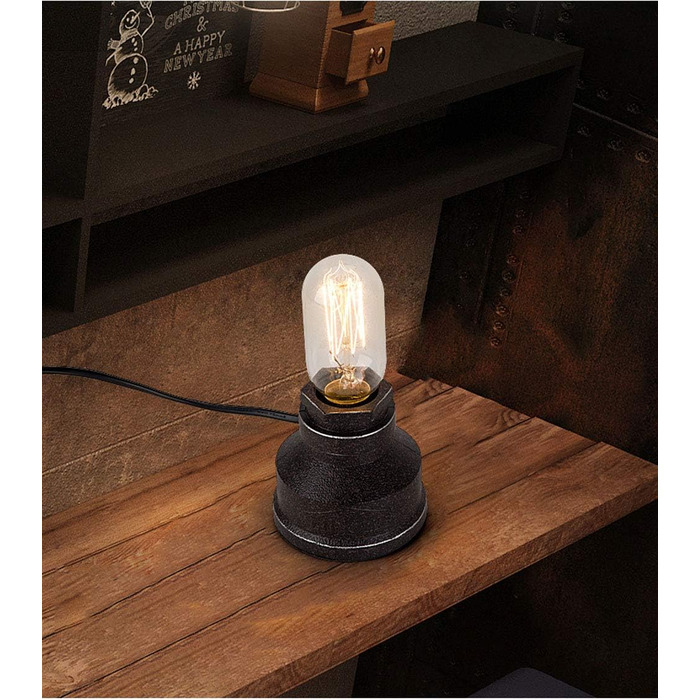 Настільна лампа XIHOME Vintage Steampunk, іржава, розетка E26, LED Edison, висота 3,5 дюйма