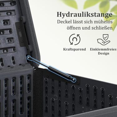 Ящик для зберігання садовий COSTWAY 378 л, водонепроникний, з кришкою на замок, для подушок та інструментів, сірий