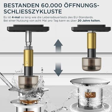 Змішувач для ванної кімнати FORIOUS водоспад, одноручний, з виливом 80 мм, хромований, економний, для ванної та туалету