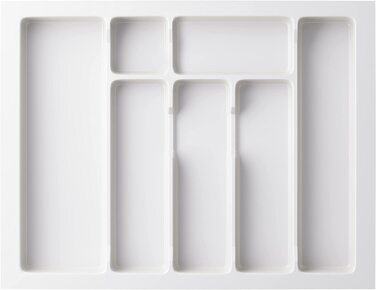 Вставка для столових приладів sossai Divio для висувних ящиків 45 см / ширина 38 см x Глибина 43 см обрізна з 5 відділеннями / Колір Білий / Система розташування ящиків для столових приладів (53 x 43 см-7 відділень)
