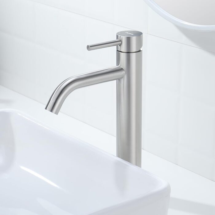 Змішувач для умивальника Decaura, хром, нержавіюча сталь, однорідний, висота виливу 250 мм, для накладної раковини