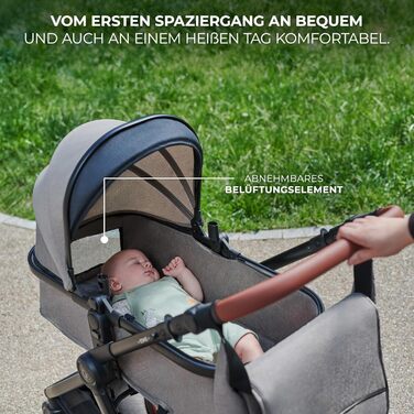 Дитяча коляска Kinderkraft ESME 3-в-1: комплект, до 22 кг, автокрісло I-size, бежевий колір