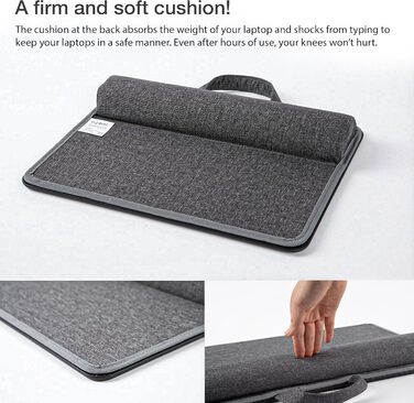 Підставка для ноутбука на коліна, подушка-стільниця для дому, офісу, ліжка/дивану/софи, для ноутбуків до 17 дюймів, планшетів, 30.5 x 57 x 4.5 см, (Mittel – PU)