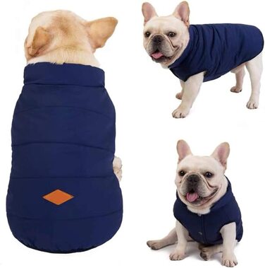Тепла куртка для собак meioro, одяг для собак, затишна куртка для собак, зимове пальто з підкладкою, одяг для собак і кішок, теплий одяг для французьких бульдогів, мопсів, жилет (L, синій)