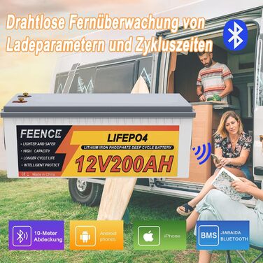 Акумуляторна батарея Feence Mini 12V 100Ah LiFePO4, 100A BMS, 15000 циклів, 10 років, для автофургонів, автофургонів, морських, автономних