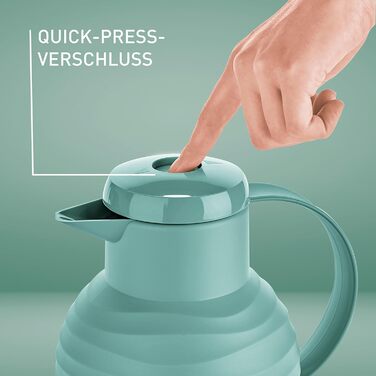 Термос Emsa Samba Wave Isolierkanne, 1 літр, Quick Press, скло, зелений, Made in Germany