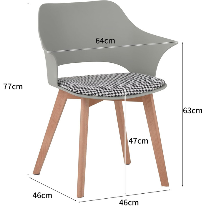 Набір з 4 стільців Albatros для їдальні Aalborg, білий - масивна букова ніжка, скандинавський ретро-дизайн, зручний стільчик-чаша. Елегантний кухонний стілець, стілець для їдальні до столу білий (зелений)