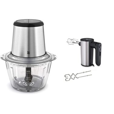WMF Kult X Електричний подрібнювач – міні-подрібнювач та блендер з скляною чашею та лезами з нержавіючої сталі, для овочів, трав та горіхів, посудомийна машина, компактний, довговічний