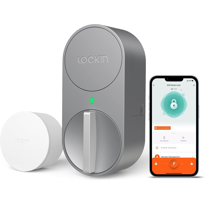 Розумний дверний замок Lockin G30, Wi-Fi і додаток, автоматичне блокування, Alexa/Google, без ключа, сірий 2в1