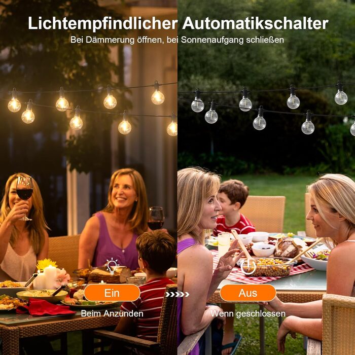 Ланцюжок прикрас Kawaya 10м LED, зовнішній, для саду, тераси, балкону, IP65, вологостійкий, тепле світло