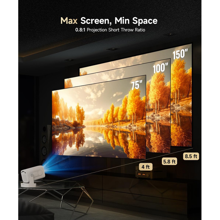 Magcubic HY310 Міні проектор 4K з автофокусом, Android, WiFi 6, BT 5.4, 180° поворот, портативний, 5W динамік, 2025