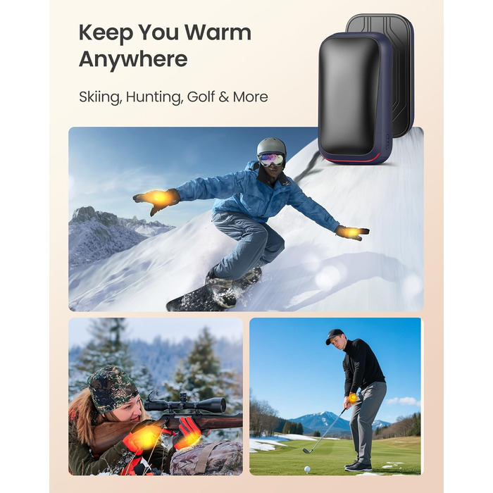 Електричний грілка для рук Gaiatop 2 шт. з магнітом, 4000mAh, USB, багаторазовий, швидкий нагрів 3s, 3 режими, компактний, для рукавичок, подарунок для чоловіків та жінок (блакитний)