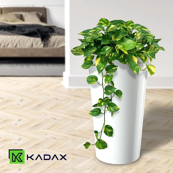 Набір горщиків KADAX (3 шт) з дерев'яною стружкою, білий глянцевий, 19,25/30 см