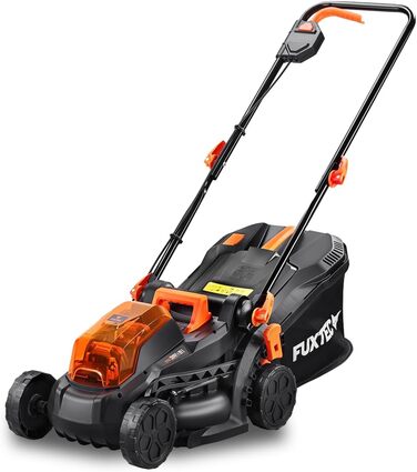 Акумуляторний газонокосарка FUXTEC 40V E1RM20 з 2x20V Li-Ion акумуляторами 2Ah та подвійним зарядним пристроєм – ширина зрізу 33 см, регульована висота зрізу