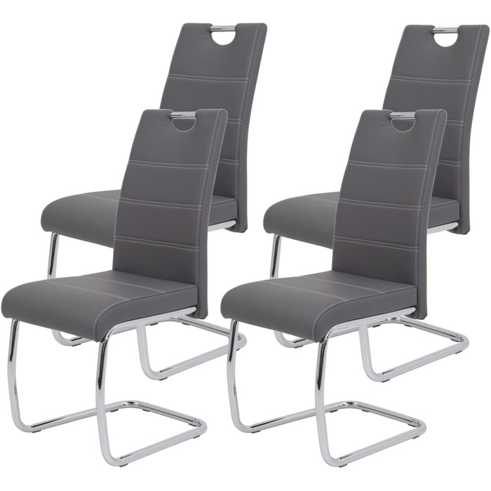 Набір обідніх стільців Hela Flora (4 шт.), штучна шкіра сірого кольору, металевий каркас, 42x57x98 см