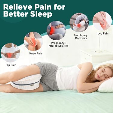 Подушка для ніг та стегон Dioxide для тих, хто спить на боці, з memory foam. Підтримка ніг, колін, стегон, спини та для вагітних. Білий колір.