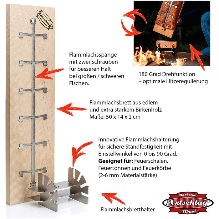 Надвелика вишнева дошка для розпалювання Axtschlag Premium Line та надміцна березова дошка для розпалювання Essential Line, 4-сторонній регульований тримач з нержавіючої сталі для чаші для розпалювання, бочка для розпалювання, кошик для розпалювання в ком