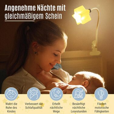 Нічник дитячий LED Stern: Лампа для спальні, дитячої кімнати, для годування та пеленання. Регульована яскравість, декор для кімнати, подарунок