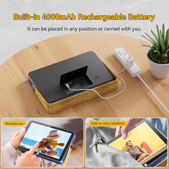 Цифровий фоторамка Kodak з акумулятором, Wi-Fi, 10 дюймів, 32 ГБ, сенсорний HD IPS екран, фото/відео/музика, Bluetooth, керування через додаток, блакитний