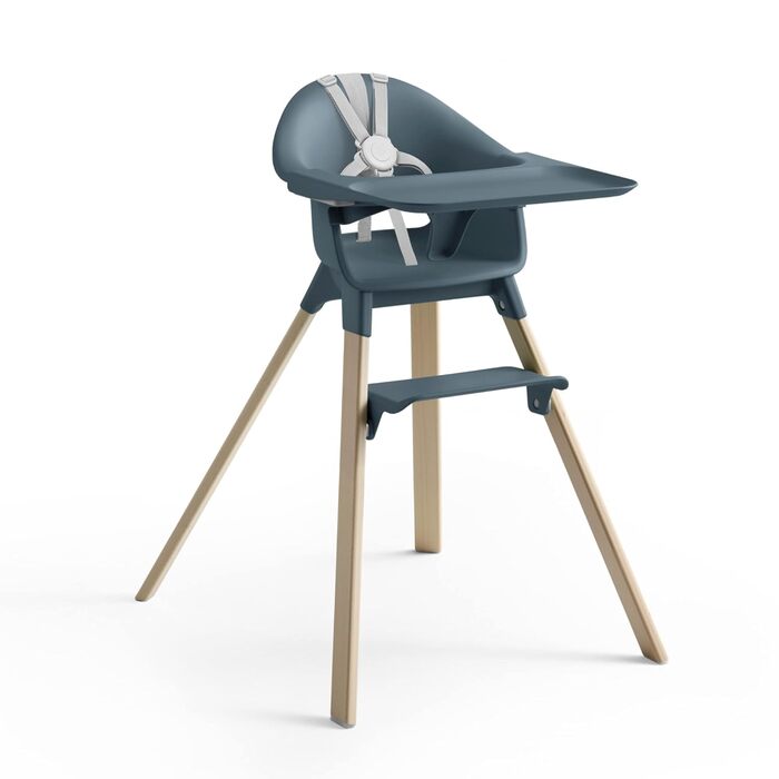 Дитячий стільчик Stokke Clikk, Fjord Blue – комплект з підносом та ременем безпеки, ергономічний, регульований, 6-36 місяців, до 15 кг