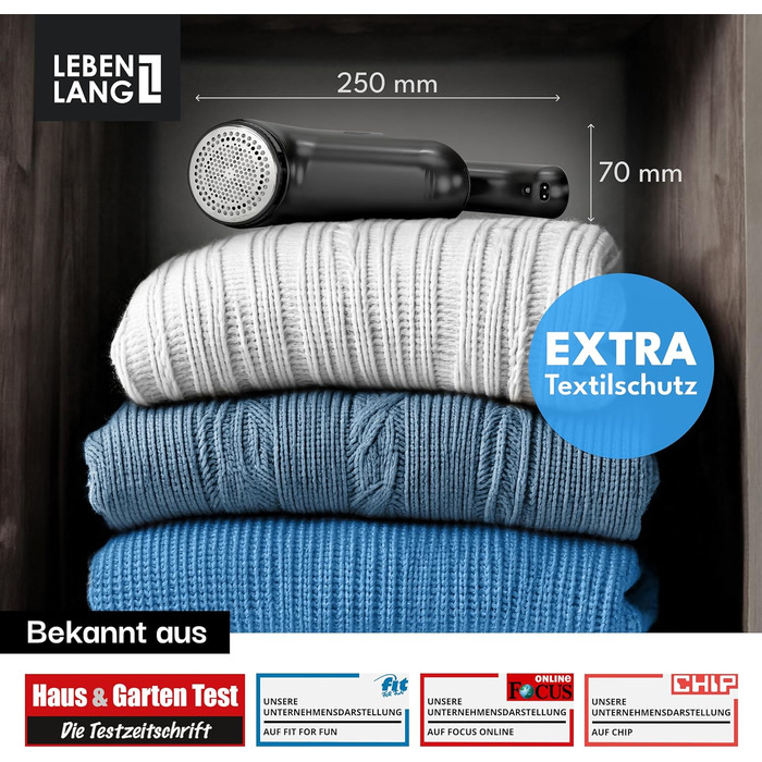 Електричний видалення ворсу LEBENLANG - з LED дисплеєм та пензлем для чищення, до 2 годин роботи, для одягу