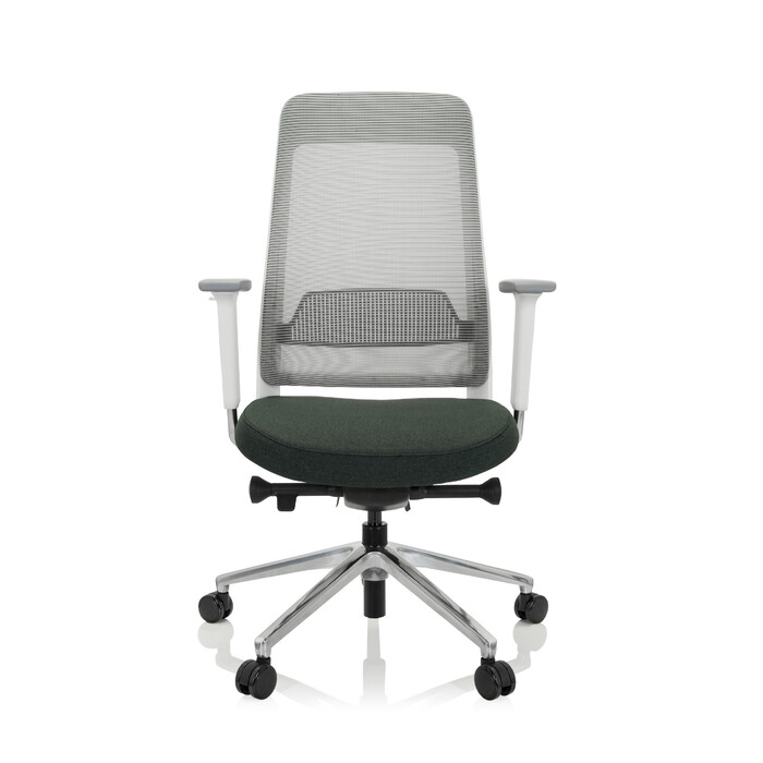Офісне крісло / поворотне крісло CHIARO T2 WHITE сітка / тканина темно-зелений / сірий hjh OFFICE