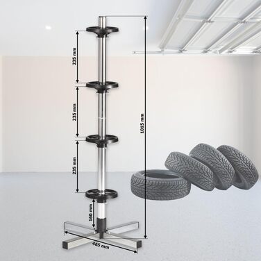 Стійка для дисків Cartrend з захисною оболонкою, для зберігання 4 автодисків, ширина до 225 мм