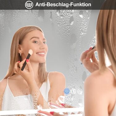 Дзеркало для ванної кімнати зі світлодіодним підсвічуванням 50x70 см, дзеркало з сенсорним вимикачем, Bluetooth (80x60 см)