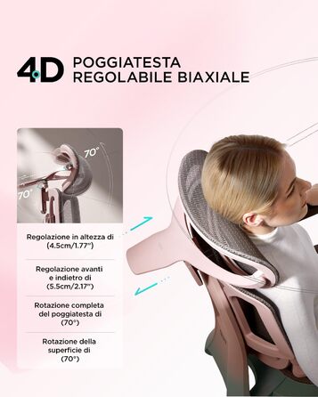 Офісне крісло Hbada E3 Pro, ергономічне, з 3-зонною динамічною поперековою підтримкою, 4D регульованим підголівником, 3D регульованими підлокітниками, підставкою для ніг, рожеве