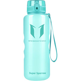 Пляшка для пиття Super Sparrow-пляшка для води об'ємом 1,5 л, герметична-спортивна пляшка без бісфенолу А / Школа, спорт, вода, велосипед (1-прозора м'ята)