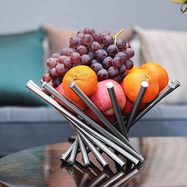 Ваза для фруктів KWODE, Срібна вентильована миска для фруктів з нержавіючої сталі, металевий кошик для фруктів, сучасний дизайн, миска для фруктів, для більшого простору на