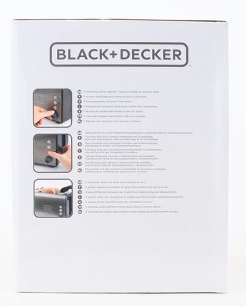 Тостер BLACKDECKER BXTOA900E - 900 Вт 2 широкі слоти, 7 рівнів, насадка для булочки, зупинка/повторне нагрівання/розморожування