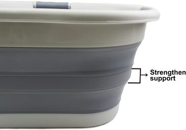 Складна Пластикова корзина для білизни SAMMART об'ємом 40 л, складна висувна корзина для зберігання / органайзер-портативний піддон для прання-компактна корзина для білизни (1, Сірий / темно-сірий)