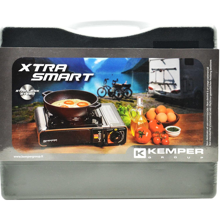 Газовий нагрівач KEMPER Nomade з нержавіючої сталі, 1900 Вт, Piezo-запалювання, подвійний захист, у кейсі