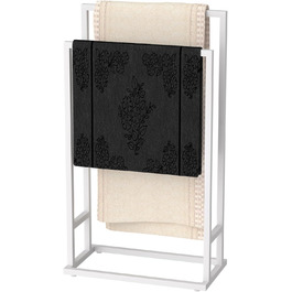 Підставка для рушників на підлозі, металева, з 2 перекладинами, для ванної кімнати, стабільна, економна, в індустріальному стилі (білий)