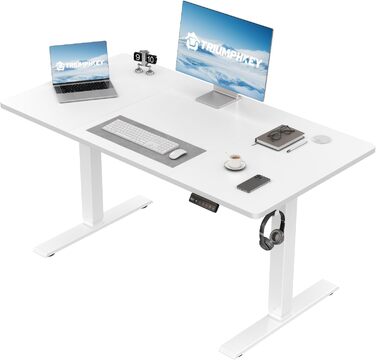Регульований стіл 110x60 см, електричний, ергономічний, для дому та офісу, білий