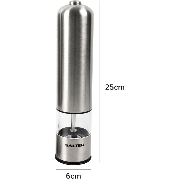 Електричні млини для солі та перцю Salter 7722 SSTURA - без BPA, багаторазові, світлодіодні, з нержавіючої сталі