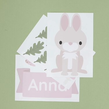 Наклейки на двері для дитячої кімнати-Лісові тварини Кролик