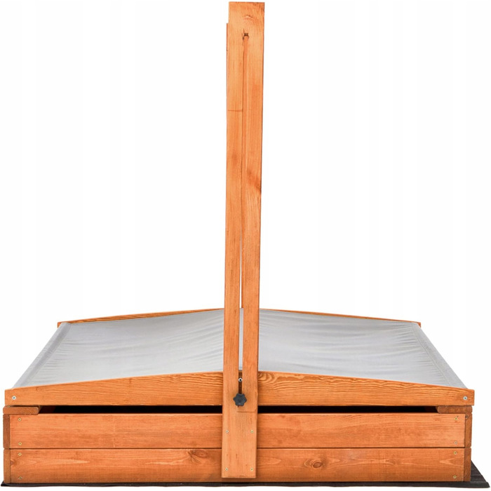 Пісочниця з дахом та сонцезахистом UV 100+, сіра, 100x100 см, з флісовою підкладкою, дерево