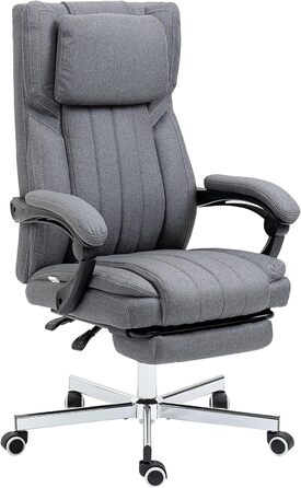 Офісне крісло Vinsetto з функцією масажу, письмовий стілець Ергономічне комп'ютерне крісло з функцією відкидання, регульоване по висоті поворотне крісло з ефектом білизни, підставка для ніг, сірий