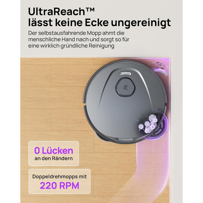 Робот-пилосос 3i P10 Ultra S з вологою ганчіркою, станція самостійного очищення, 18000 Па, для прибирання кутів, миття та сушіння, самостійне очищення та заправка, знімний моп, чорний